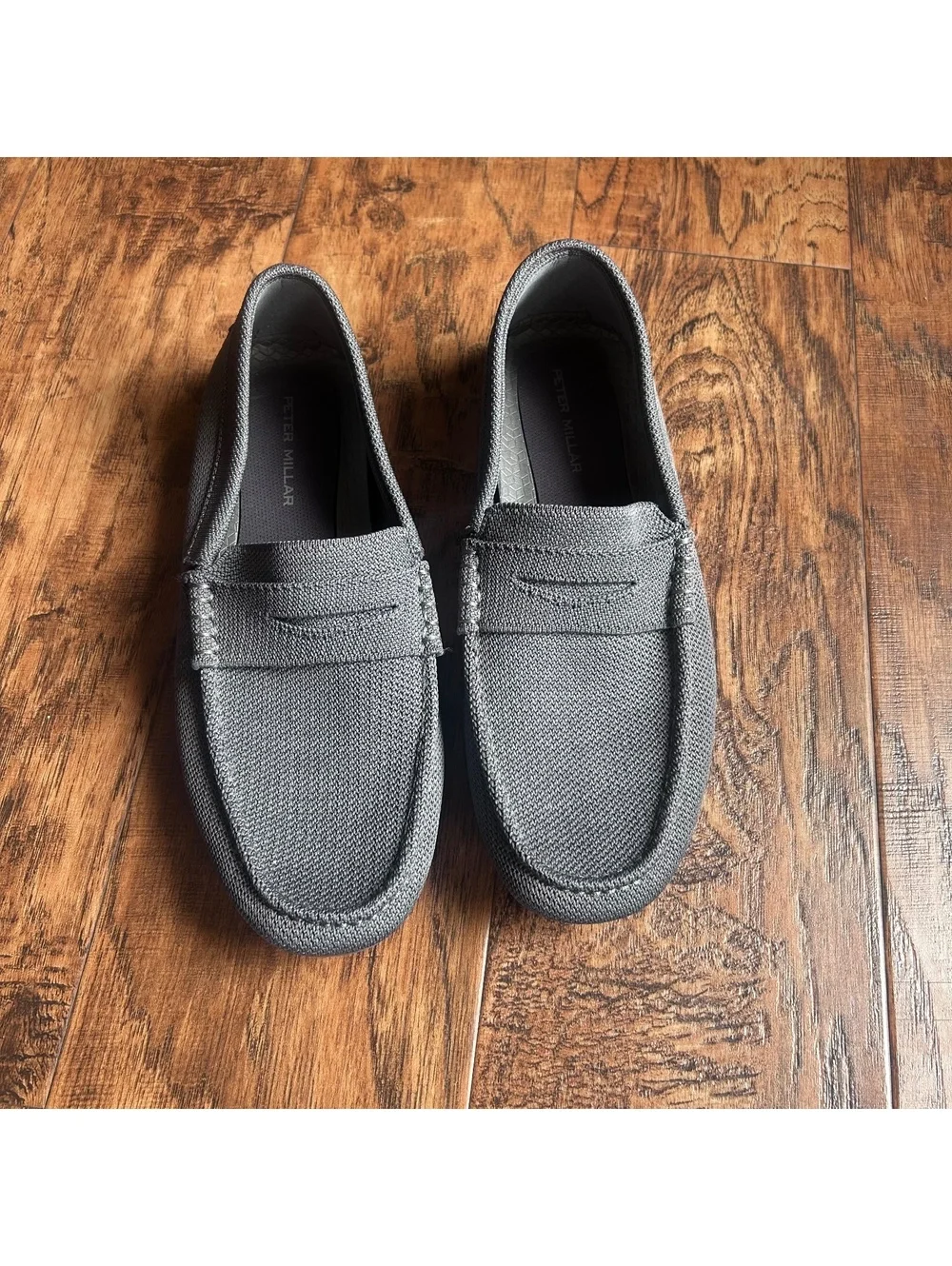 Men’s Peter Millar Cruise Knit Driver Loafers – Iron Gray – Size 10